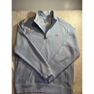 Tommy Bahama Baby Blue Half Zip-Up Cotton Sweater Hoodie Men’s Medium